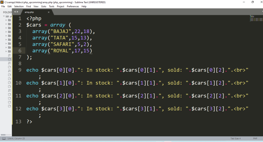 assignment array php